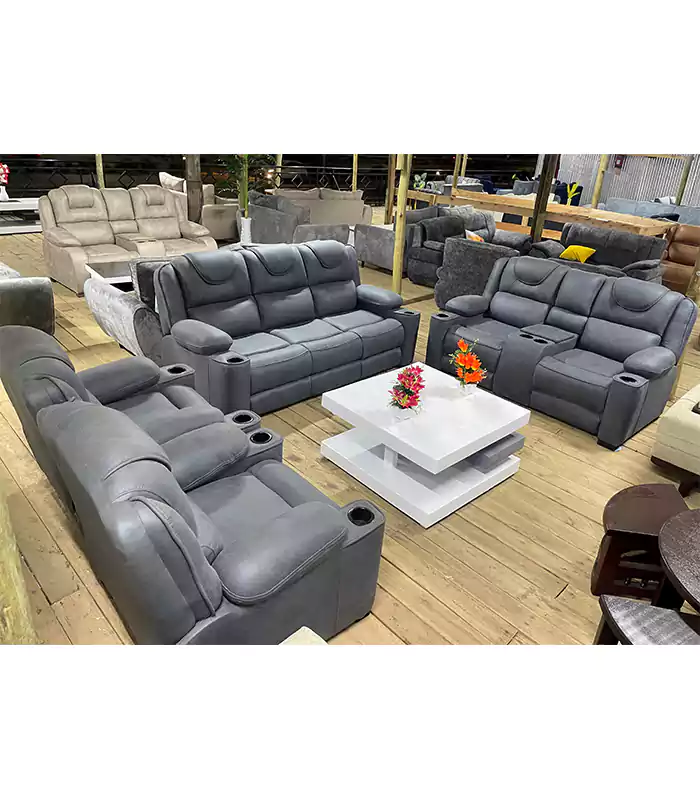 Leather 7-seater recliner sofa set
