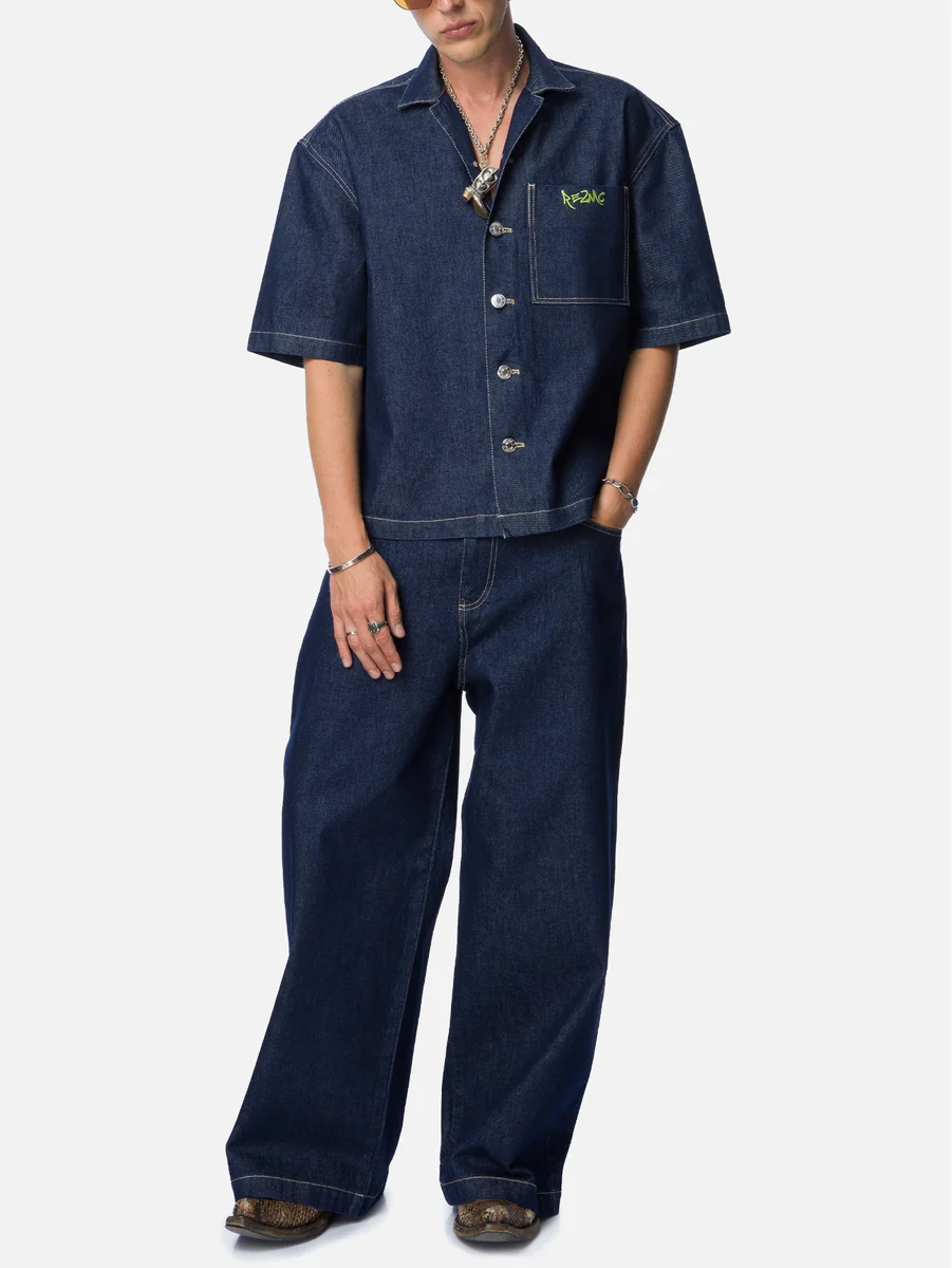 Denim shirt and pants set