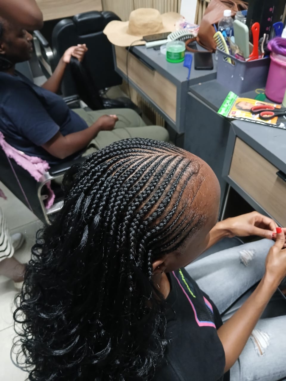Italian Curl Cornrows