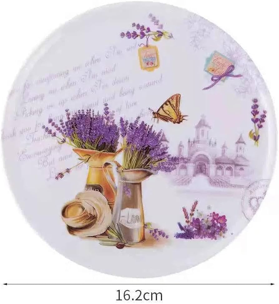 Collectible porcelain plate featuring a lavender and butterfly design
