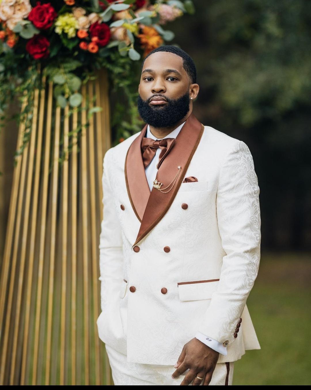 White jacquard tuxedo
